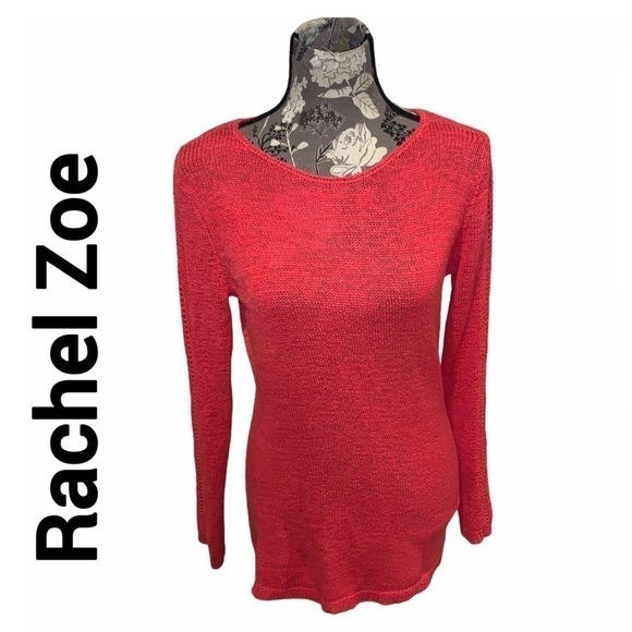 RACHEL ZOE Knit Karla Sweater Coral Size Large - Picture 1 of 9
